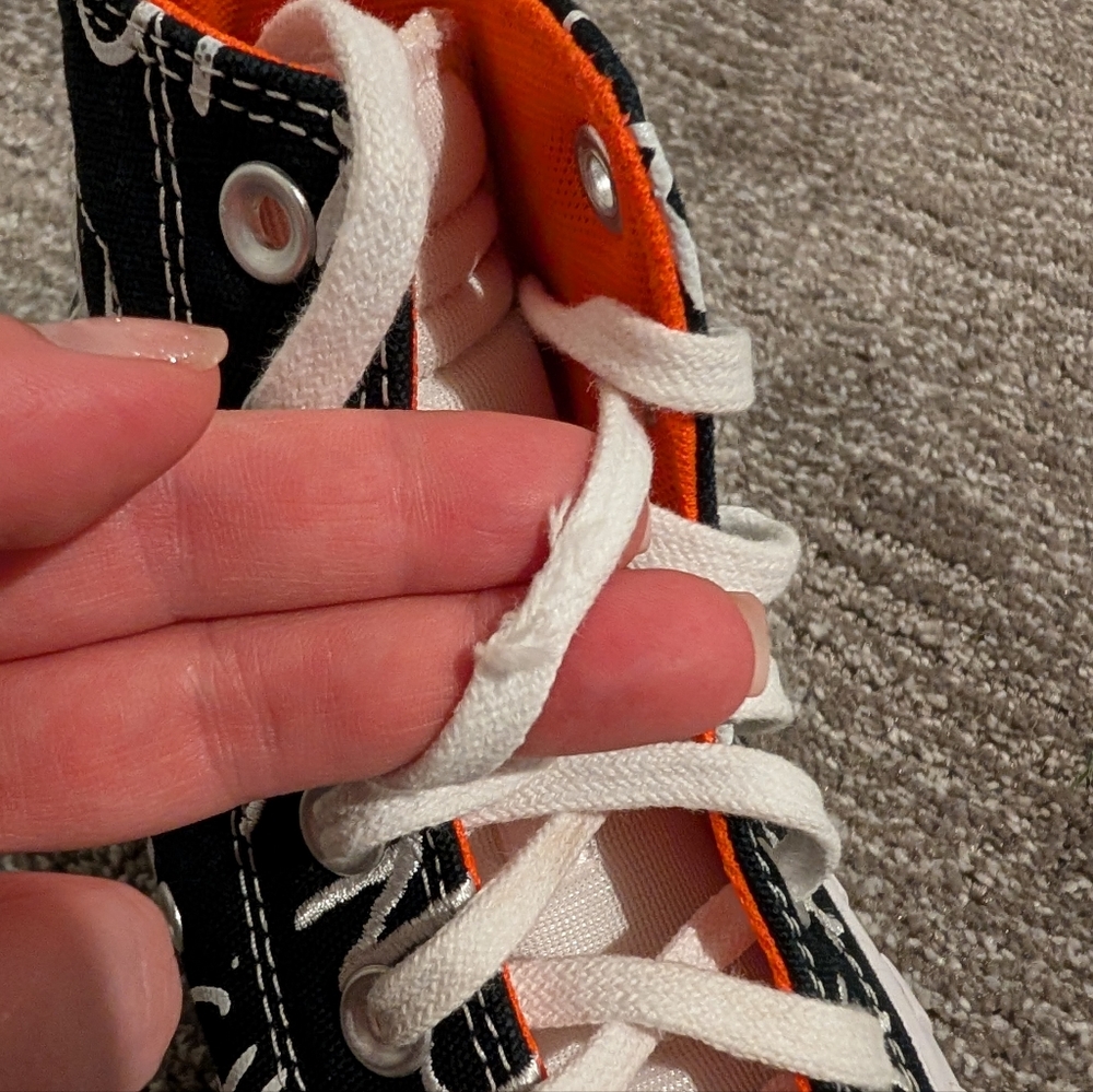 Converse Black White Orange Not A Chuck High Top Sneakers 5Y/Women's 6.5 - Picture 10 of 10